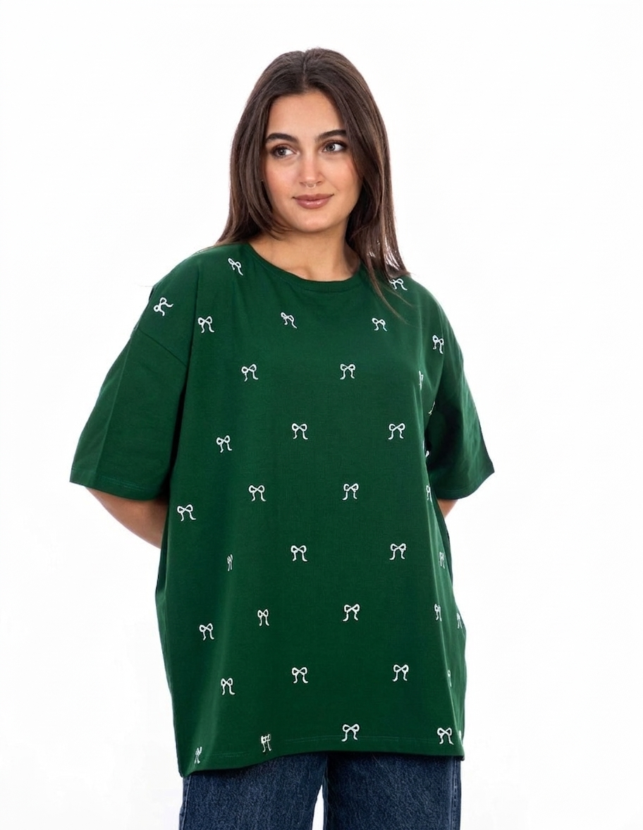 تیشرت زنانه KD کد 3396 مدل باکسی پنبه فری سایز