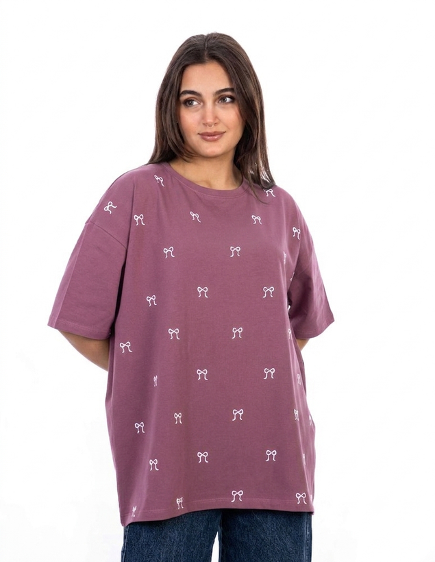 تیشرت زنانه KD کد 3396 مدل باکسی پنبه فری سایز