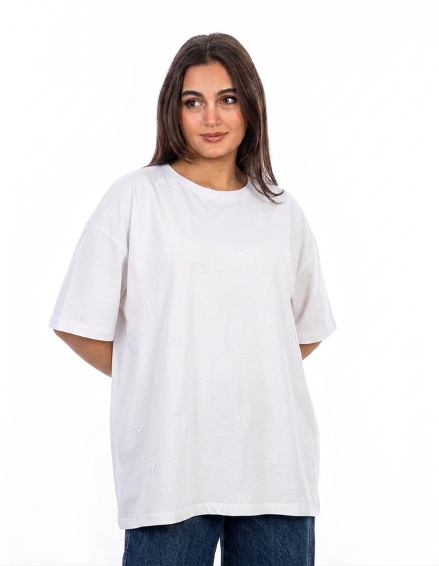 تیشرت زنانه KD کد 3396 مدل باکسی پنبه فری سایز