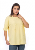 تیشرت زنانه KD کد 3371 مدل باکسی پنبه فری سایز